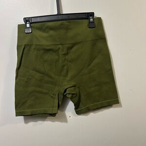 Olive Green Women's Ribbed Biker Shorts Size Small